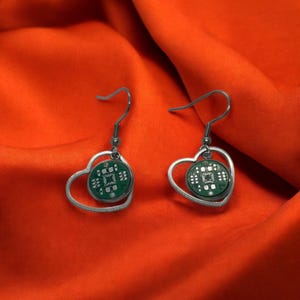 Boucles d'oreilles ringard pendantes à circuit imprimé - Bijoux geek chic PCB | Boucles d'oreilles Cyberpunk Circuit Cadeau pour programmeurs et ingénieurs