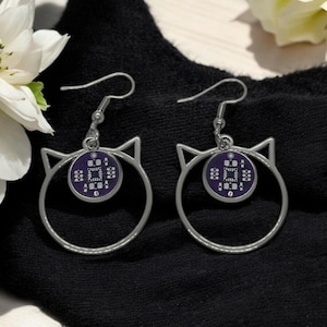 Boucles d'oreilles ringard pendantes à circuit imprimé - Bijoux geek chic PCB | Boucles d'oreilles Cyberpunk Circuit Cadeau pour programmeurs et ingénieurs