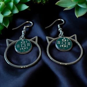 Boucles d'oreilles ringard pendantes à circuit imprimé - Bijoux geek chic PCB | Boucles d'oreilles Cyberpunk Circuit Cadeau pour programmeurs et ingénieurs