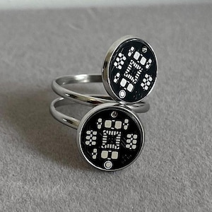 Bague Circuit Moderne - Bijoux Geek PCB | Cadeau bague circuit cyberpunk pour les passionnés de technologie, les programmeurs et les ingénieurs