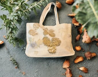Bolsa Ecoprint / Totes teñidos botánicos / Teñido natural / Teñido de plantas / Único / Ecológico / Arte ponible / Vegano