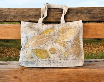 Bolsa Ecoprint / Totes teñidos botánicos / Teñido natural / Teñido de plantas / Único / Ecológico / Arte ponible / Vegano