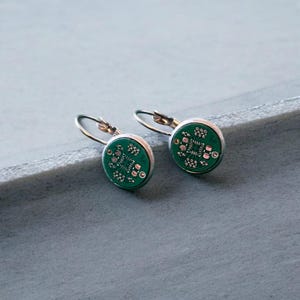 Boucles d'oreilles ringard pendantes à circuit imprimé - Bijoux geek chic PCB | Boucles d'oreilles Cyberpunk Circuit Cadeau pour programmeurs et ingénieurs