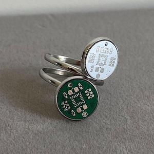 Bague Circuit Moderne - Bijoux Geek PCB | Cadeau bague circuit cyberpunk pour les passionnés de technologie, les programmeurs et les ingénieurs