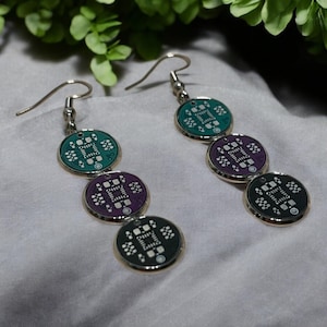 Boucles d'oreilles ringard pendantes à circuit imprimé - Bijoux geek chic PCB | Boucles d'oreilles Cyberpunk Circuit Cadeau pour programmeurs et ingénieurs