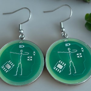 Boucles d'oreilles ringard pendantes à circuit imprimé - Bijoux geek chic PCB | Boucles d'oreilles Cyberpunk Circuit Cadeau pour programmeurs et ingénieurs