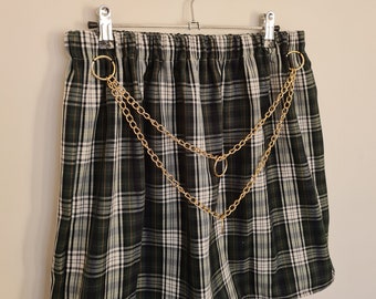 Grunge chain tartan skirt