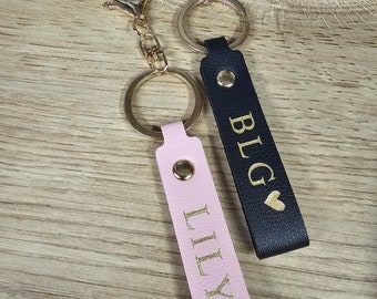 PERSONALISED LEATHER KEYRING - Gold