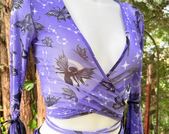 Fairy Mesh Two Piece Set Purple & Black