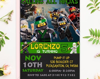 Ninjago Invitation Etsy Ninjago Invitation Etsy