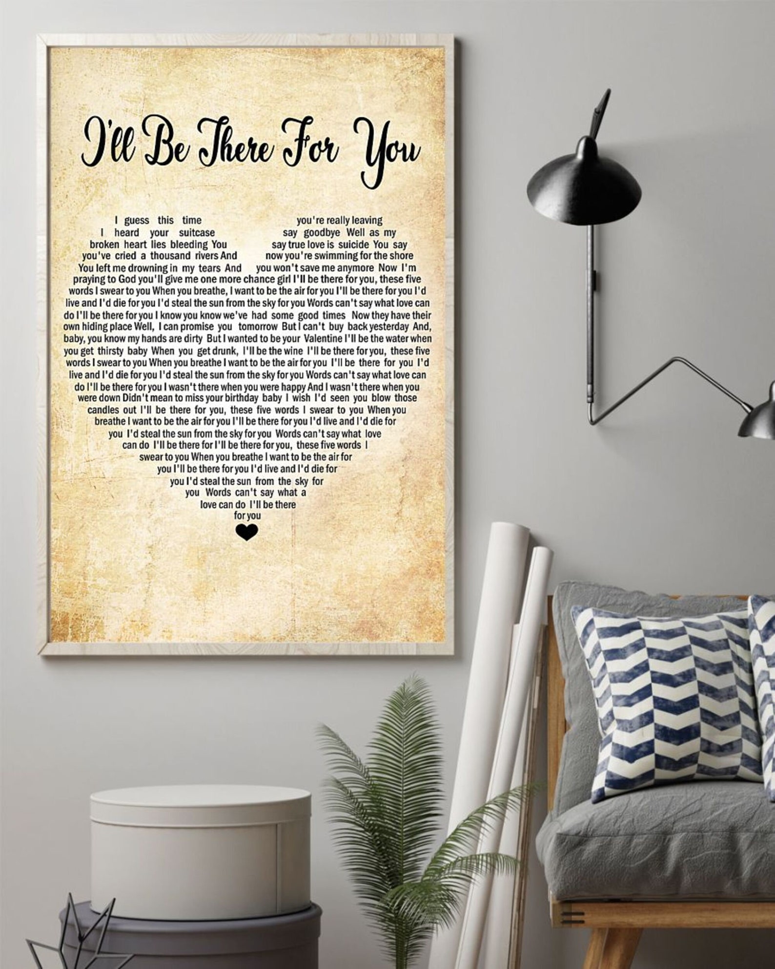 Script Heart Bon Jovi I'll Be There For You Lyrics Design | Etsy