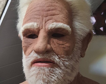 Máscara de látex realista - Anciano con pelo y barba