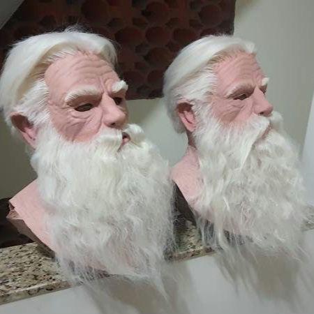 Qianderer Masque Complet En Latex En Forme De Vieil Homme Avec Perruque, Outils De Fête D'Halloween Pour Adulte, 40 X 37 Cm (style 3