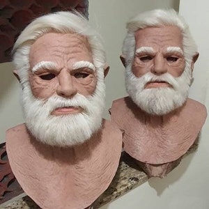 Realistic latex mask - Old man with hair and beard