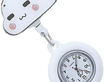 Cute Princess Doctor Nurses Brooch Pin Pocket Fob Watch, Brand New Silicone Quartz Fob Watch Brooch, Unique Medical Brooch Fob Watch