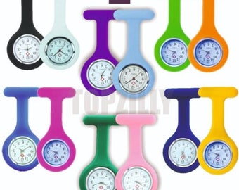 White Doctor Nurses Brooch Pin Pocket Fob Watch, Brand New Silicone Quartz Fob Watch Brooch, Unique Medical Brooch Fob Watch, gift for her