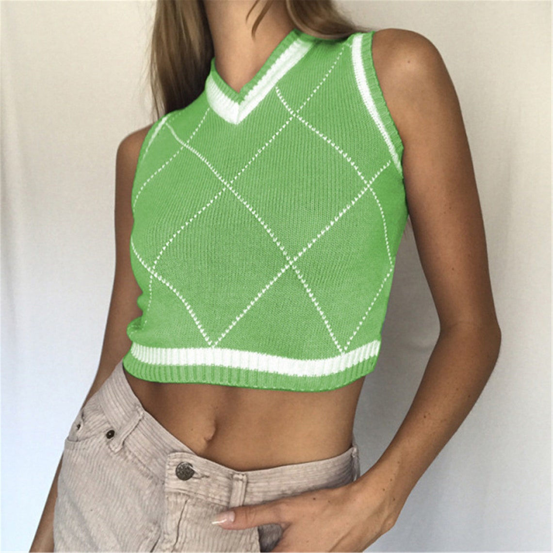 y2k cropped sweater vest