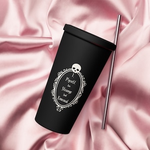 Insulated Beetlejuice Tumbler with Straw - I, Myself, Am Strange and Unusual