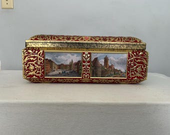Lebkuchen Schmidt Festive Chest – Premium Nuremberg  VINTAGE 1988 SCHMIDT NURNBERGER LEBKUCHEN MEDIUM FESTIVE TIN CHEST Made Germany main image 1