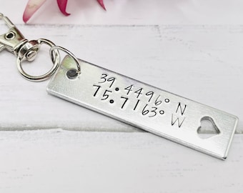 heart cutout Hand-Stamped Keychain, Custom Key Holder, Monogram Keychain, Monogram Gift, keychain Gift for her, Gift for him, Gift for teens
