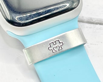 Autism Watch Band Charm personalized, Smart Watch Accessory, Metal band Charm, puzzle piece watch band charm, awareness watch band charm