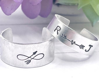 Hearts & Arrows Custom Hand-Stamped Adjustable Ring | Custom Name Ring | Personalized Name Ring | Adjustable Ring | Personalized Gift