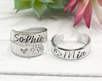 Custom Hand-Stamped Adjustable Ring | Custom Name Ring | Personalized Name Ring | Adjustable Ring | Personalized Gift