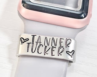 Watch Band Charm personalized, Smart Watch Accessory, Custom Metal band Charm tag, Add a name, initials, or date