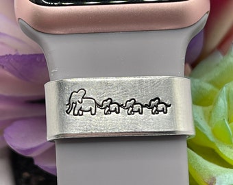 Mama elephant watch Band Charm personalized, Smart Watch Accessory, Metal band Charm, Mama Baby Bear watch charm, Elephant Mom charm,