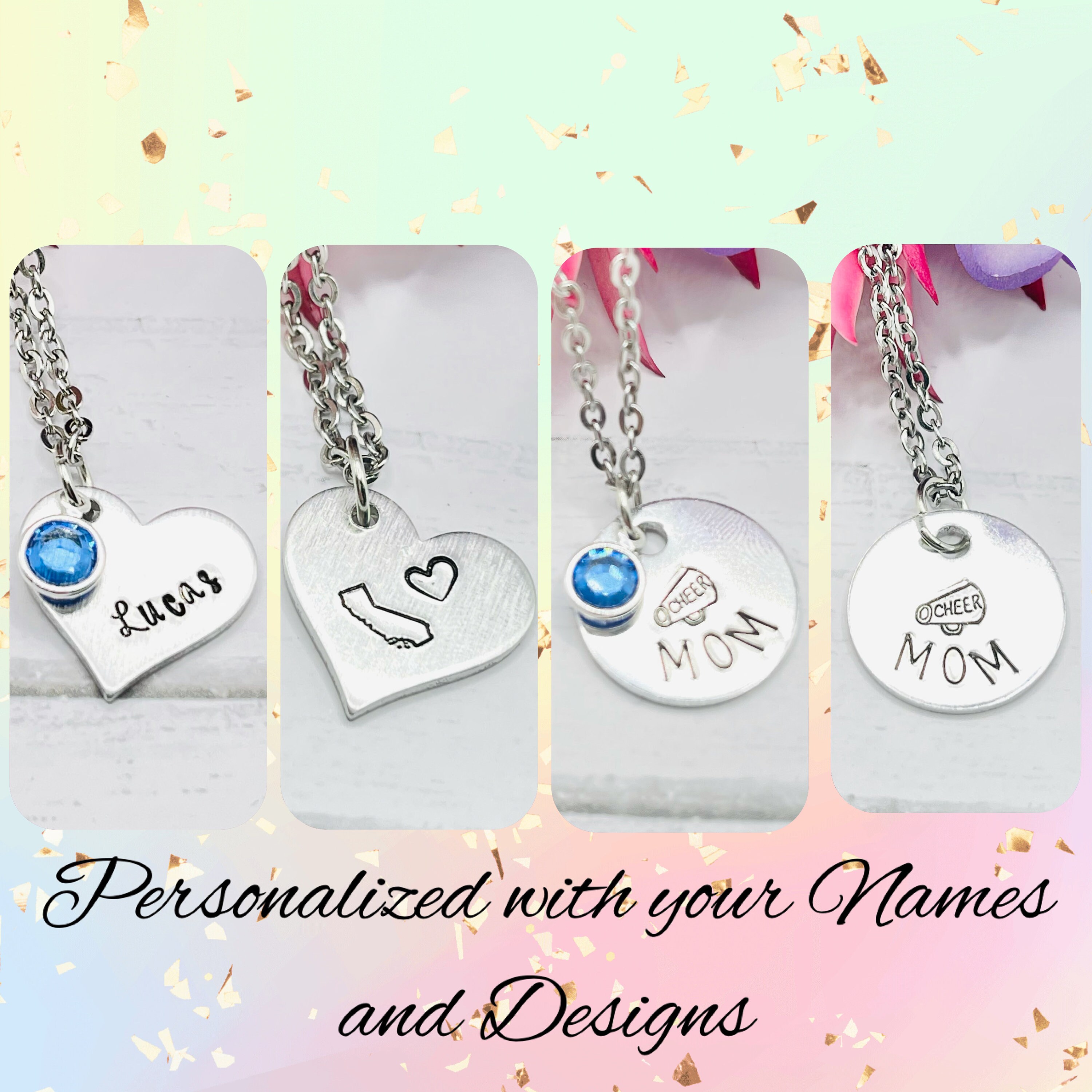 Heart Necklace Personalized Custom Name Necklace Baby Name Etsy