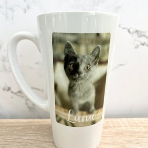 Personalized 17 oz. White Latte Mug with Handle, Custom Latte Coffee Mug, Coffee Mug, Name Mug, Personalized with your photo or text design