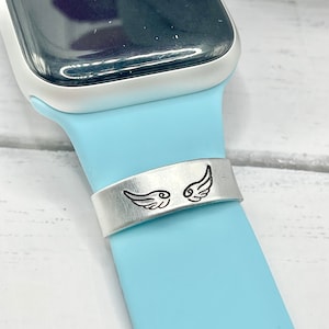 Angel Wings Watch Band Charm personalized, Smart Watch Accessory, Metal band Charm, Memorial watch band charm, Guardian watch charm