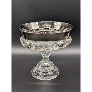 Vintage Indiana Glass Kings Crown Pedestal Compote Silver
