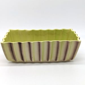 Ceramic Art Pottery Planter Rectangle Fluted Green Purple Vintage