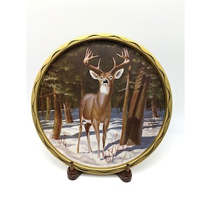 James Artig Metal Serving Tray Deer Buck Wildlife Barware
