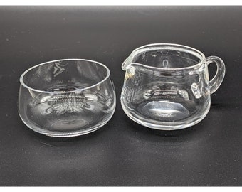 Handblown Studio Art Glass Mini Creamer and Open Sugar Bowl