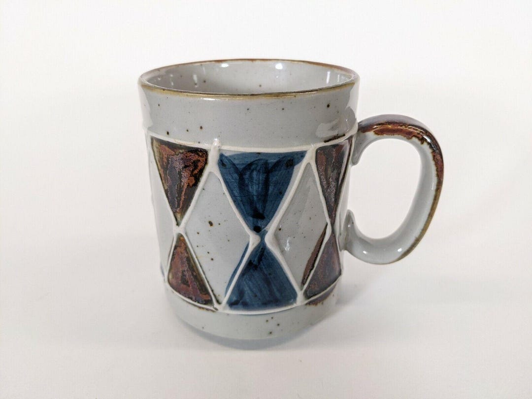 Triangle Argile Otagiri Style Mug Triangle Argyle Speckled Cup Stoneware - Etsy