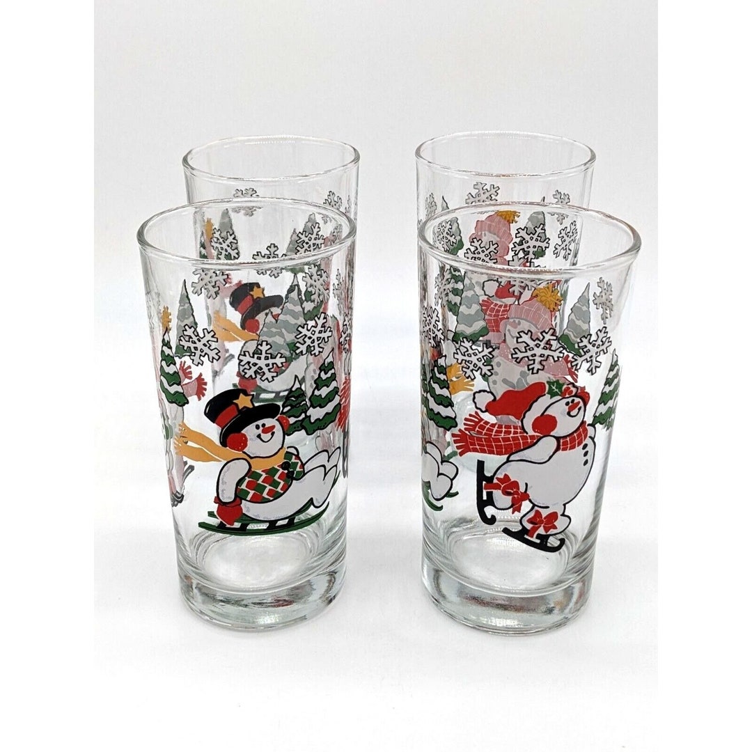 Vintage 1999 Home Interiors Snowman Drinking Glasses 88051 Set of 4 Etsy