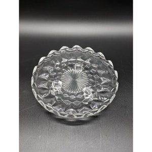 Vintage Fostoria American Glass Tidbit Plate 3 Toe Clear Cube Pattern
