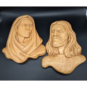 Modern Art Co Chalkware Wall Plaques Mary Jesus