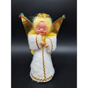Vintage Christmas Angel Cone Tree Topper Rubber Face