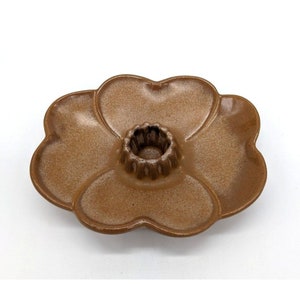 Frankoma 300 Candlestick Holder Art Pottery Flower Desert Sand Brown