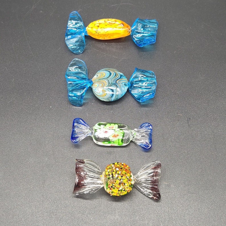 Murano Art Glass Candy Candies Hand Blown 4 Pieces Etsy