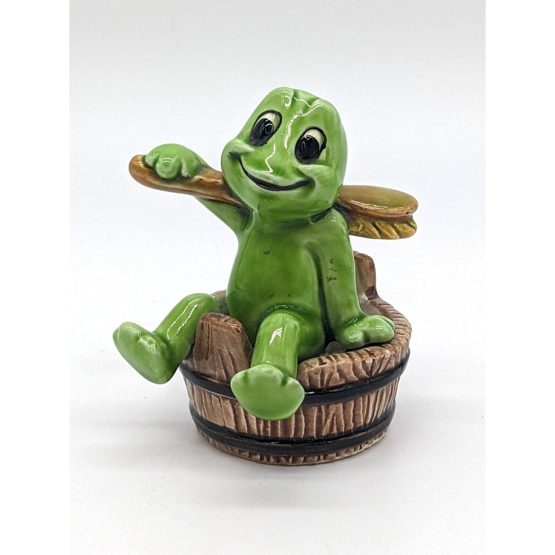 Lefton Bathing Frog Figurine Ceramic Japan Etsy