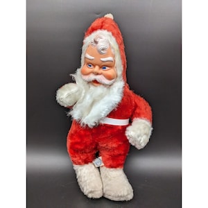 Vintage Santa Claus Rubber Face Plush Body 50&#39;s 60&#39;s