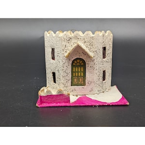 Vintage Christmas Village Putz House Glittered Cardboard Japan Ornament