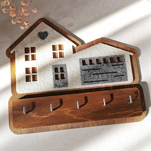 Wood Key Holder House, Wall Key Holder, Key Hanger, Home Key Holder, Housewarming image 1