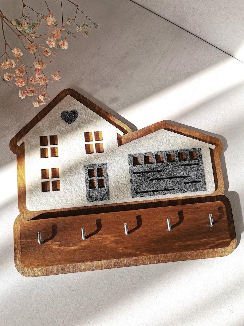 Wood Key Holder House, Wall Key Holder, Key Hanger, Home Key Holder, Housewarming image 1