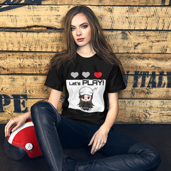 Lets Play T-shirt. Black T-shirt Girl Video Game - Etsy