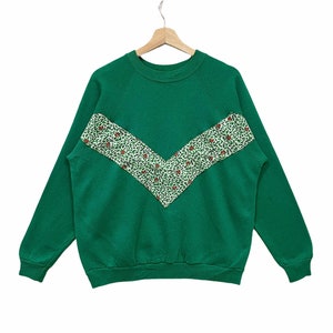 Vintage!! Hanes Colour Block Floral Crewneck Sweatshirt Sweater Pullover L Size